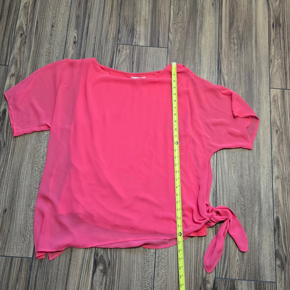 Dana Buchanan Pink Chiffon Side Tie Blouse Coral Layered Top XL - Picture 5 of 9